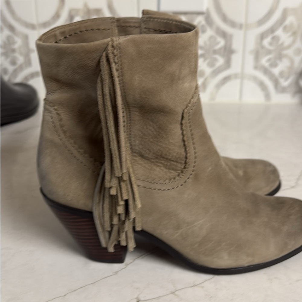 Sam Edelman Ankle Boots with Fringe, Size 7